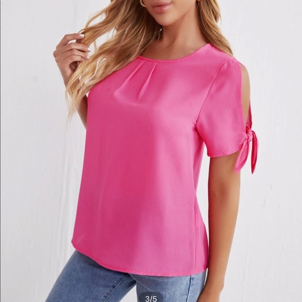 SHEIN hot pink short sleeve blouse